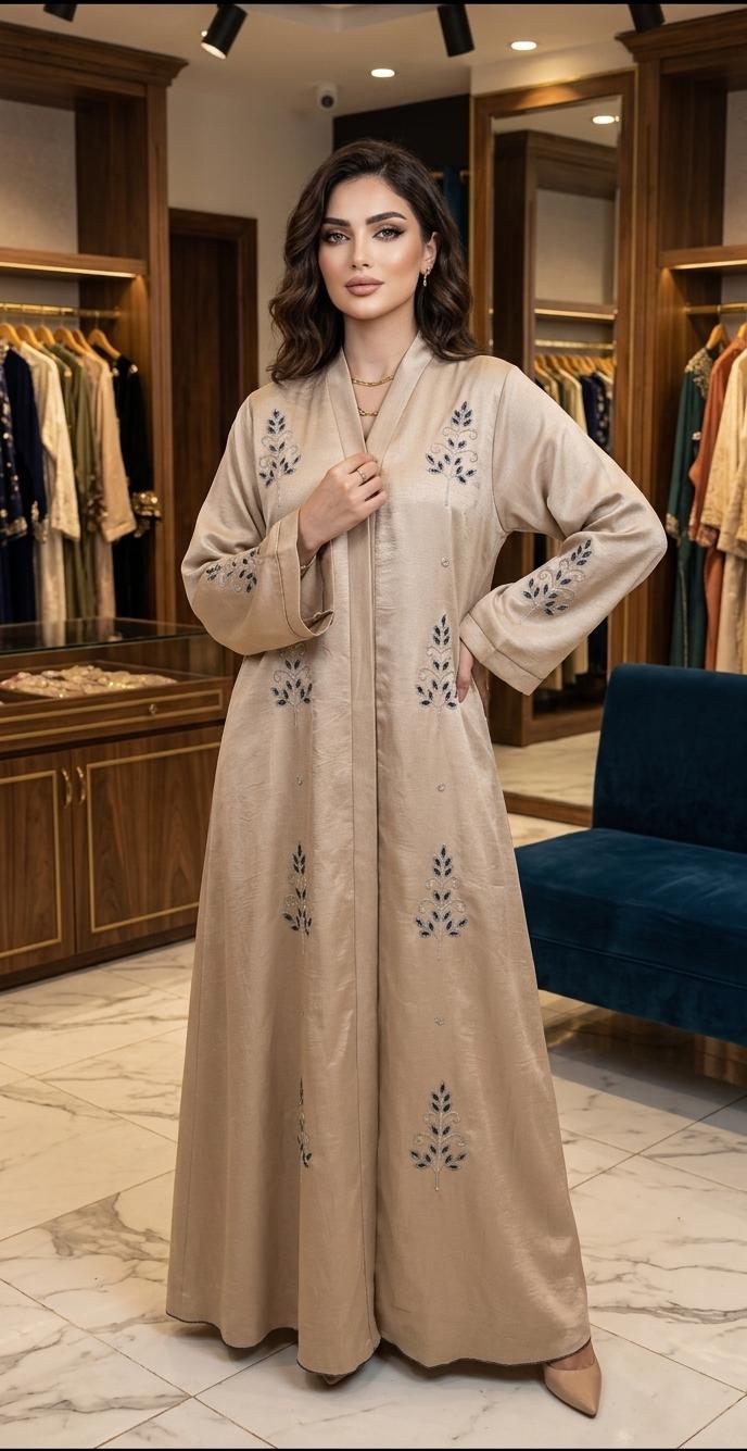 Elegant Cream Nida Abaya for Women | Premium Modest Islamic Wear